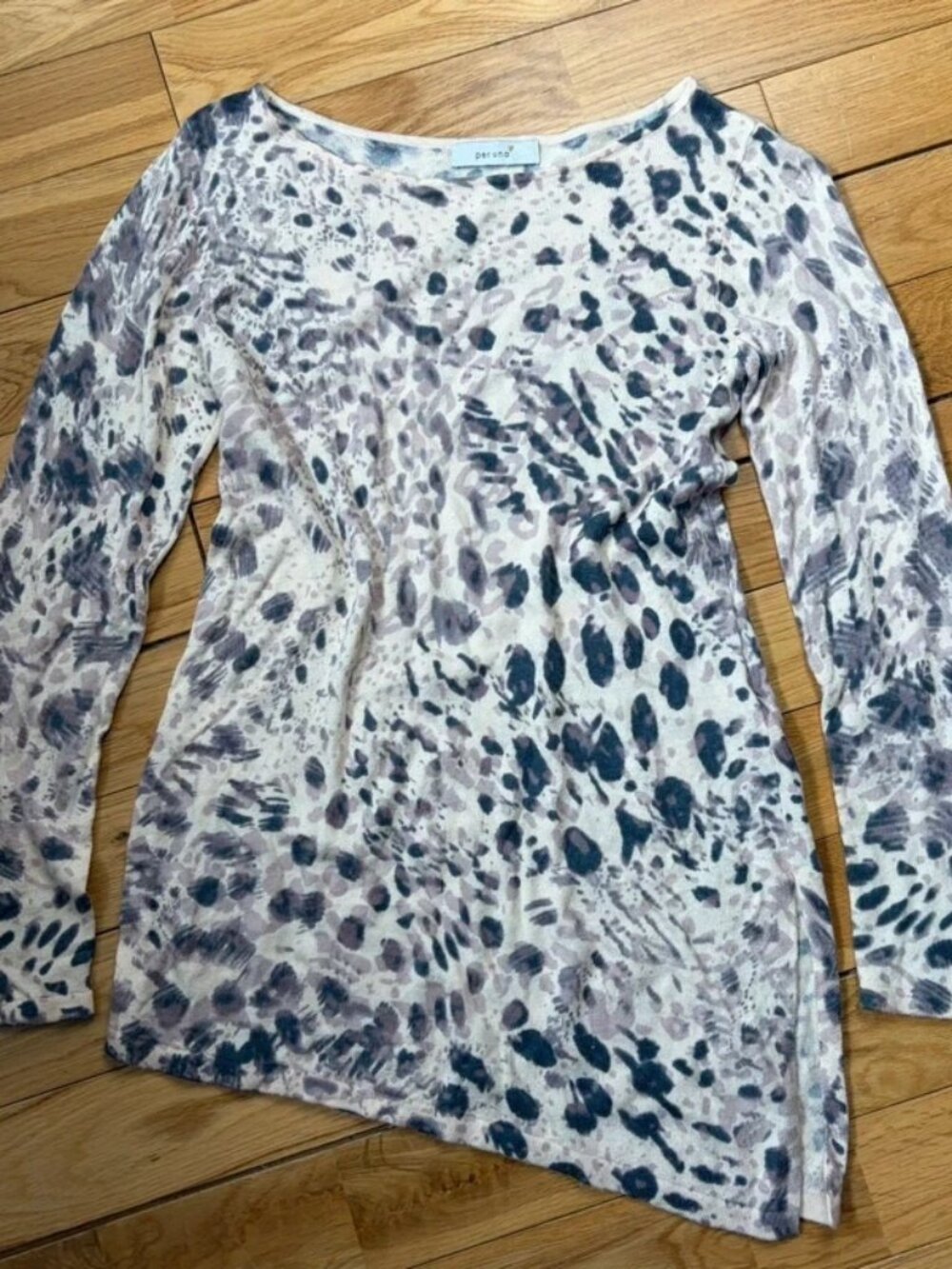Per Una M&S Animal Print Fine Knit Jumper Pink Grey  8